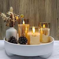 Ensemble de 5 bougies LED scintillantes à lumière chaude en verre blanc pour la décoration de la maison