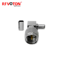 Connecteur Mini UHF Mâle à Angle Droit (90°) à Sertir/Souder pour Câble Coaxial RF RG58 RG58U LMR195 50 OHM