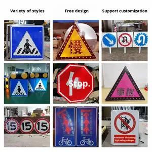 Señal <span class=keywords><strong>de</strong></span> Tráfico <span class=keywords><strong>de</strong></span> Advertencia para Carreteras con Luces LED Intermitentes, Alimentada por Energía Solar, Placa <span class=keywords><strong>de</strong></span> Aluminio, Personalizable, Grado Retroreflectante, Venta al Por Mayor del Fabricante - Product Image 2