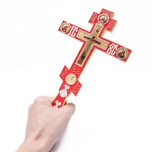 Cruz de Jesús para Sacerdotes de la Iglesia Ortodoxa, Modelo ZDH009, en Aleación, con Múltiples Colores de Esmalte, Chapada en Oro Grande, en Caja de Regalo - Product Image 3