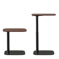 Table d'appoint pivotante à hauteur réglable avec base en acier inoxydable et vérin à gaz – Table de chevet moderne pour appartement, gain de place
