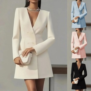 <span class=keywords><strong>Abito</strong></span> Blazer Elegante King Mcgreen Star Autunnale a Doppio Petto Tinta Unita con Scollo a V per Ufficio Maniche Lunghe Vestibilità Slim per Donna - Product Image 2