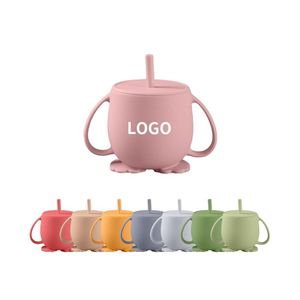 Gobelet à bec pour bébé en silicone personnalisé, petit, réutilisable, sans BPA, bouteille d'eau en silicone pour enfants avec paille - Product Image 3