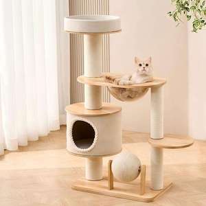 Tiragraffi per Gatti in Legno Massello con Cuccia Integrata e Funzionalità Antigraffio e Anti-perdita di Pelo - Product Image 2