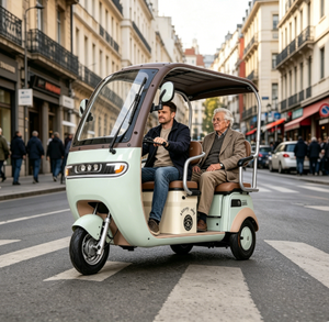 Scooter électrique à 3 roues FGQ Urban Leisure multi-places avec toit et porte-bagages arrière, tricycle électrique pour les trajets domicile-travail et les courses - Product Image 1