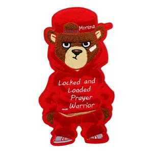 Amostra de patches personalizados personalizados, bordado chenille ferro no urso patches bordado personalizado