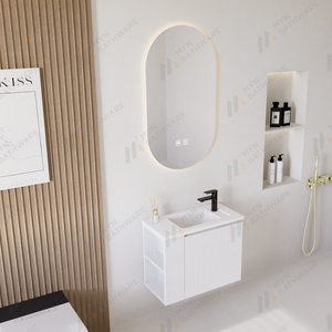 <span class=keywords><strong>Mobile</strong></span> da <span class=keywords><strong>Bagno</strong></span> Sospeso Curvo e Scanalato di Design Moderno Salvaspazio per Ambienti Piccoli - Product Image 5