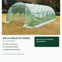 Serre tunnel de jardin 600x400x230cm, structure en acier galvanisé, couverture ventilée en maille PE pour la culture des semis
