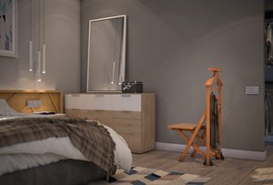 Porte-vêtements pliable en bois <span class=keywords><strong>de</strong></span> hêtre massif, finition cerisier, avec barre porte-pantalon et plateau <span class=keywords><strong>de</strong></span> rangement pour <span class=keywords><strong>chambre</strong></span> et hôtel - Product Image 2