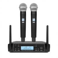Système de microphone sans fil professionnel GLXD4 à 2 canaux avec deux micros dynamiques portatifs, écran LCD, portée de 50 m pour karaoké