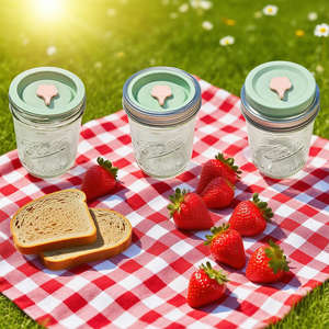 Tapa de silicona para tarro Mason, tapa dividida a prueba de fugas de doble cara con boquilla para pajita, tapa selladora para botella de vidrio para bebidas - Product Image 3