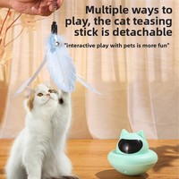 Nouveau Jouet Interactif pour Chat Tournant et Rotatif avec Longue Plume, Baguette de Teaser pour l'Auto-Amusement des Petits Chats, Idéal pour l'Intérieur - Vente Flash