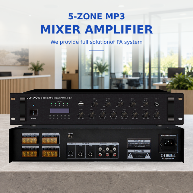 ARVOX Professional 5 Zone Mixer Amplifier with USB MP3 FM Bluetooth for Public Address PA System Audio Power Amplifier