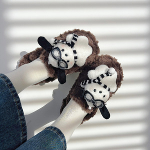 Nuove Pantofole Invernali da Donna con Punta Chiusa, Morbide e Calde, in Cotone Peluche, con Motivo Cane Carino, per Casa e Interni - Product Image 4