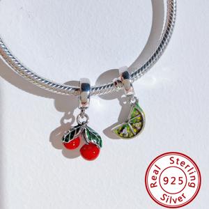 HaYa PAN-9 Dijes de Plata S925 Estilo Ipan DIY Dora para Creación de Joyas, Colgante de Cereza de Moda, Certificado GDTC, Unisex - Product Image 3
