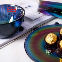 Service de vaisselle de luxe en verre sans plomb, coloré, assiettes et bols