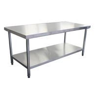 Table commerciale en acier inoxydable, avec étagère de comptoir, longueur de 180cm, 1 pièce