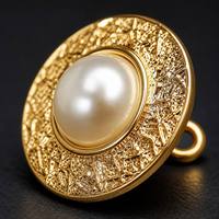 Kancing Logam Lapis Emas dan Perak Berkualitas Tinggi Grosir, Kancing Hias Mutiara Gaya Vintage untuk Gaun