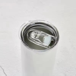 Customizable 20oz White Blank Sublimation Double Walled Stainless Steel Straight Tumbler <b>with</b> Lids and <b>Straw</b> for - Product Image 4