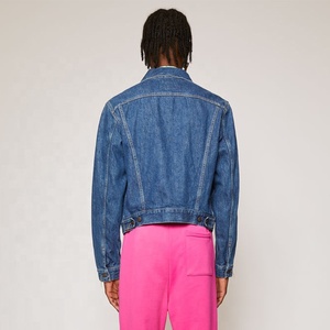Veste en Jean délavée pour homme, haute qualité, bleu foncé, vente en gros - Product Image 4