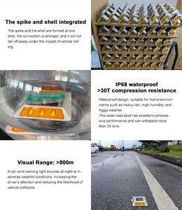 Buen precio, luces LED solares de aluminio para carretera, Reflector blanco, marcadores de cruce de peatones, líneas divisorias impermeables IP68 - Product Image 4