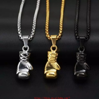 Punk mode minimaliste en acier inoxydable or argent noir haute poli poing ensemble boxe pendentif collier bijoux pour femmes hommes
