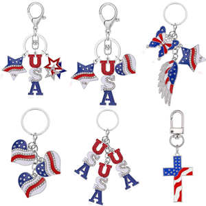 Porte-clés drapeau américain, thème patriotique USA, souvenir du 4 <span class=keywords><strong>juillet</strong></span>, accessoire pour voiture, sac, portefeuille, cadeau - Product Image 1
