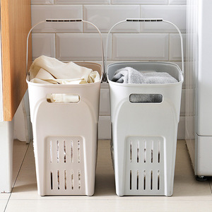 <b>Laundry</b> Basket Rectangle Light Gray Khaki Standing Type Bathroom Clothing Organizer - Product Image 1
