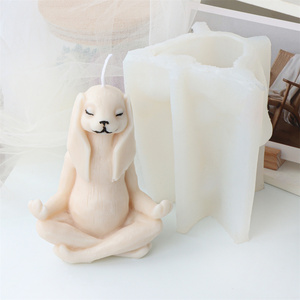 Moules en silicone pour bougies et résine, motifs animaux méditant (lapin, <span class=keywords><strong>bouledogue</strong></span>, grenouille, chaton), pour décoration de festival et sculptures en cire - Product Image 6