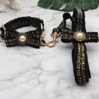Set Kalung dan Tali Anjing Mewah Grosir Gaya Modern Motif Titik Bahan Nilon Dapat Disesuaikan untuk Kucing Anjing Semua Musim