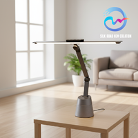 Lampe de bureau LED sans fil contemporaine et écologique en aluminium, protection oculaire, 6000K lumière du jour, contrôle tactile pour la maison et le bureau