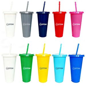 Gobelet à café réutilisable en plastique PP de 710 ml, couleur personnalisée, sans BPA, avec couvercle et paille, idéal pour cadeau promotionnel (vente en gros) - Product Image 3