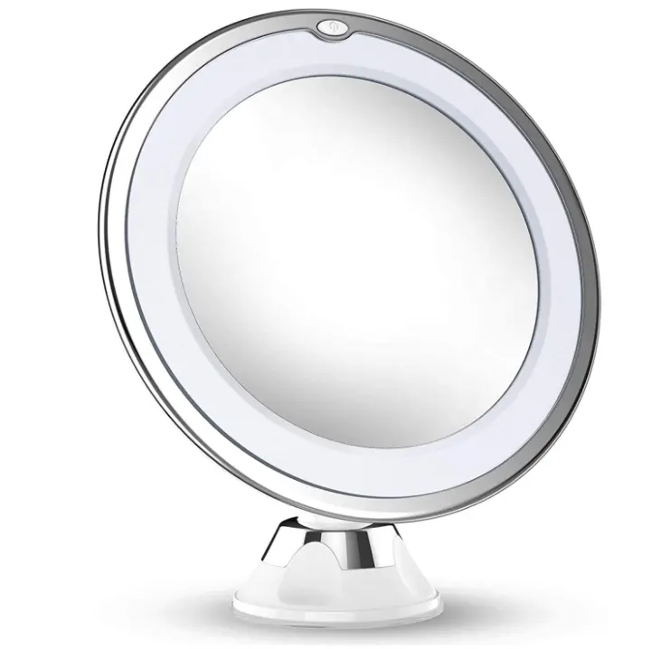 Оптовая продажа, умное Двухстороннее увеличительное настольное корейское регулируемое мини-зеркало со светодиодной подсветкой