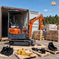 Mini-excavatrice LOGWAY avec châssis télescopique en option, performances hydrauliques puissantes pour travaux de jardinage, livraison gratuite
