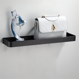Black <b>Corner</b> Mounted Modern Design Hotel Use Zinc Alloy Bathroom Mirror Rack with Front Frame Space Storage 23-60cm - Product Image 2