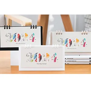 2024 Personalized Desk Calendar Customized A4A5A3 Spiral Coil Binding Vertical Flip Cardboard Desk Calendar Rack