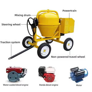 รถบรรทุกผสมซีเมนต์สีเหลืองสดใสแบบพกพาความจุของ400L 6-8 m/h ประกอบด้วยส่วนประกอบที่สำคัญปั๊มเครื่องยนต์เกียร์มอเตอร์ - Product Image 2