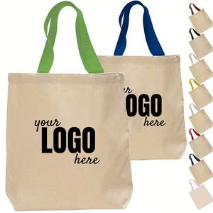 Sac fourre-tout en toile de coton réutilisable personnalisé pour le shopping, à peindre soi-même, vierge avec logo - Product Image 2