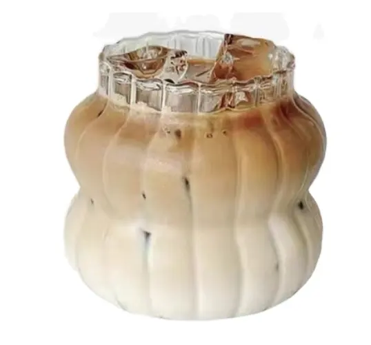 Custom Clear Borosilicate Bottles Ribble Glass Juice Coffee Cups And Mugs Iced Coffee Glass Cup