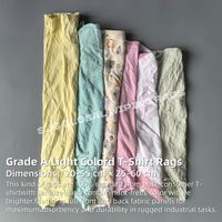 Chiffons en coton industriels réutilisables, couleurs mélangées claires, forte absorption d'eau et d'huile, 100% coton, paquet de 25 kg