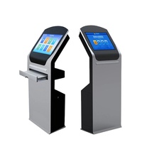 Quiosco de Pago Autoservicio Vertical con Lector de Códigos de Barras y Carcasa Metálica de Pie para Bancos.