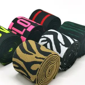 GINYI alta calidad personalizado bajo MOQ diseño personalizado Jacquard banda elástica correas para ropa interior deportiva cintura elástica