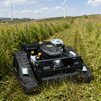 Tondeuse à chenilles industrielle télécommandée à essence, autotractée, sans fil, à hauteur réglable pour l'entretien des pelouses et de la végétation agricole
