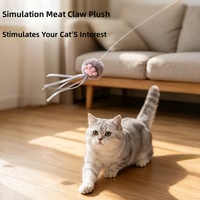 Jouet interactif pour chat en peluche avec design de patte mignon et rubans flottants