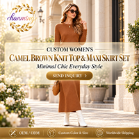 Ensembles de jupes 2 pièces pour femmes, robe pull à manches longues pour l'automne, robe midi en tricot décontractée, tenues de voyage, vêtements d'hiver