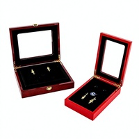 Boîte de rangement en bois pour médailles et récompenses, rouge, vente en gros, boîte de présentation magnétique de haute qualité pour pièces de monnaie