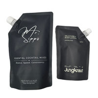 Imprimé personnalisé blanc noir réutilisable alimentaire bec pochette en plastique liquide debout sac de succion pour boisson et bière emballage