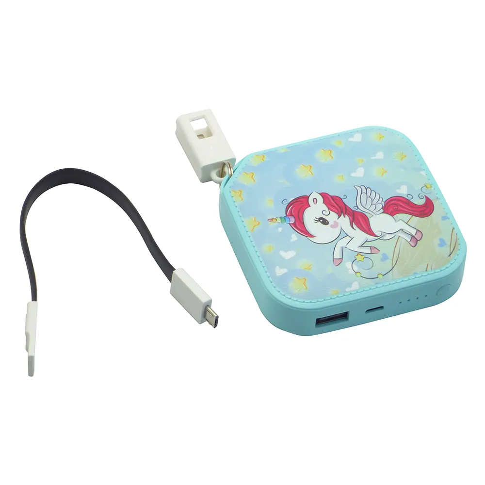 2 in 1 Portable Mini Cute Keychain Power Bank 10000mAh for Girls Universal Backup Mobile Charger with Charging Cable