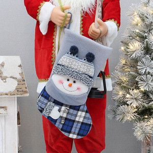 Calcetines navideños de 28x45cm con diseño de muñeco de nieve, decoraciones de tela tejida para bolsa de regalo navideña, adorno para árbol - Product Image 3