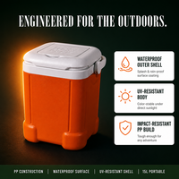 Glacière portable carrée en PE de 15 L, orange vif, de haute qualité, pour camping et pêche – Vente en gros
